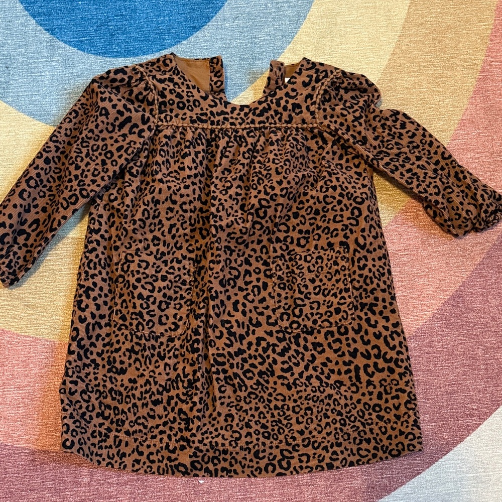 Leopard Print Long Sleeve Dress - Brown & Black